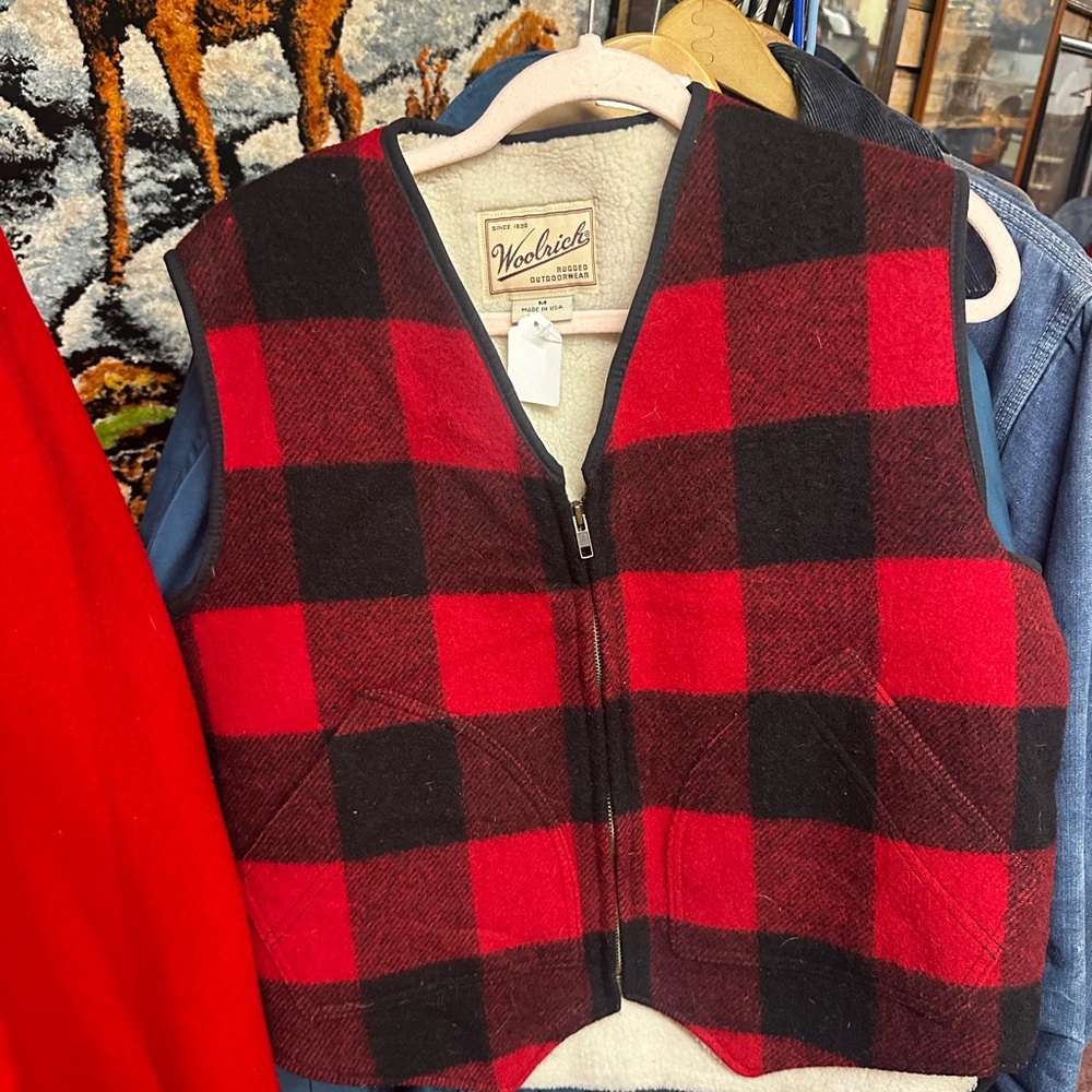 Woolrich vest women size m buffalo plaid insulted zip up